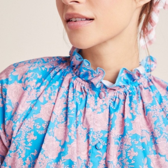 NWOT Anthropologie Cynthia Rowley Floral Waterfall Bohemian Peasant Blouse Top L - Picture 4 of 7